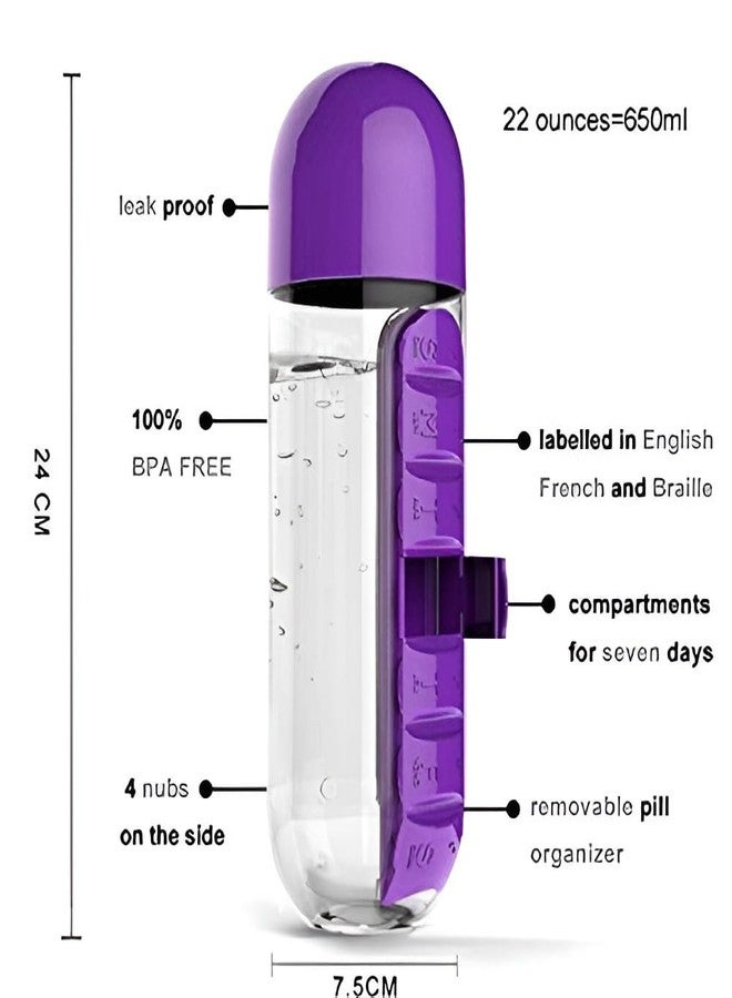 REMICH Pill Organizer Bottle for Vitamins & Medicine - Dual-Function Design with Hydration & Weekly Pill Storage - Ultra-Portable & Ideal for Home, Office & Travel [[ 1Pcs, Multi ]] - Image 3